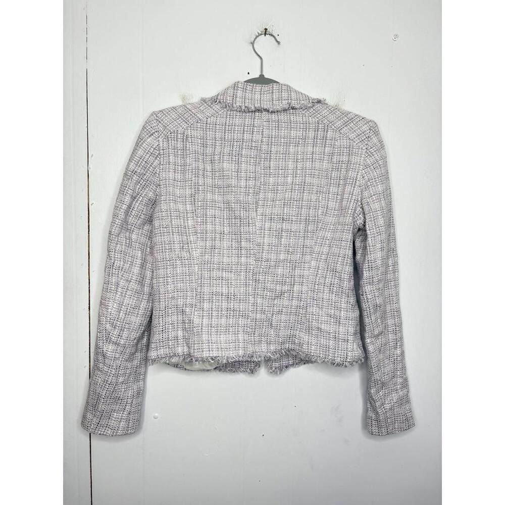 Whbm Blazer Womens 8 Tweed Fringe Cropped Feminine Girly Corpcore Lavender - Picture 2 of 8